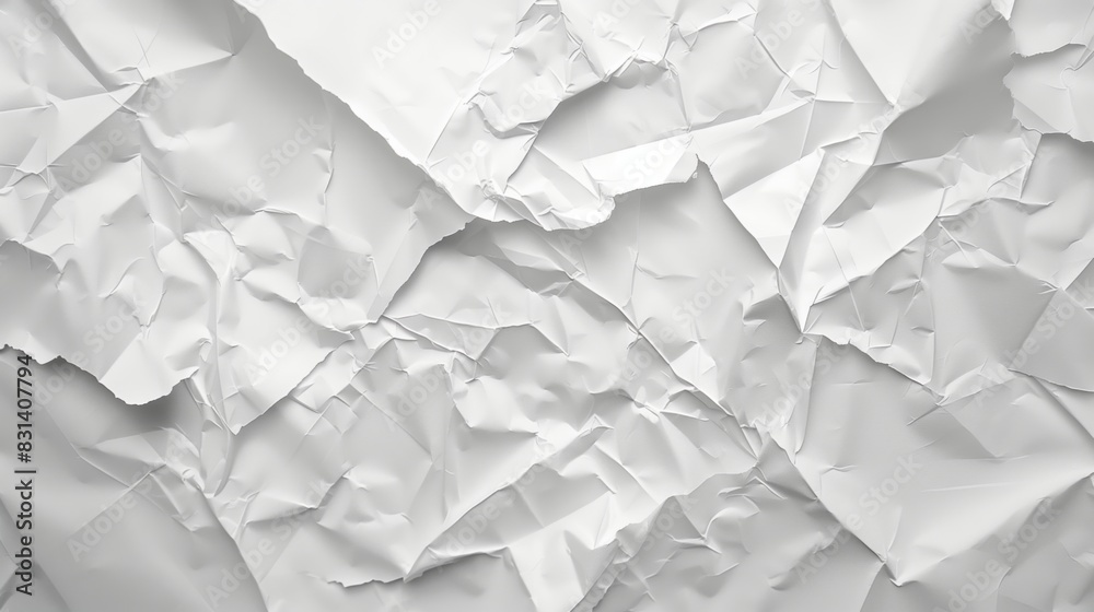 Paper crumpled texture. Clean empty white wrinkled paper background