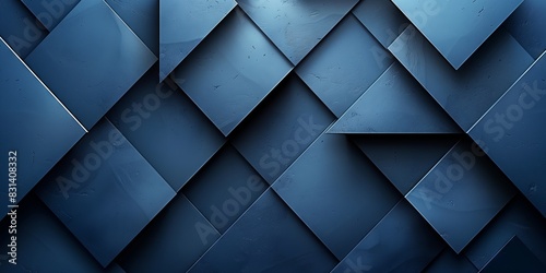 Abstract Modern Blue Geometric Background with Overlapping 3D Shapes and Dynamic Angles