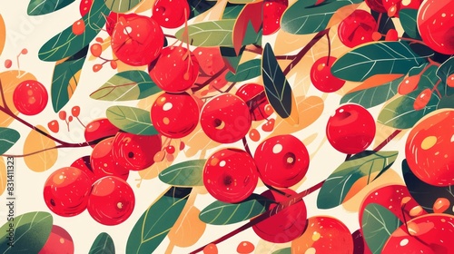 Capture the vibrant essence of Camu Camu fruit with a sensational illustration showcasing the red Camu Berry in a fun and cartoonish style photo