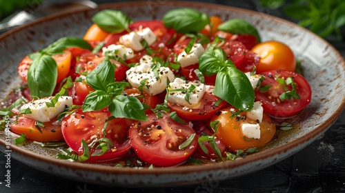 Summers Delight Fresh Tomato and Basil Salad with Mozzarella