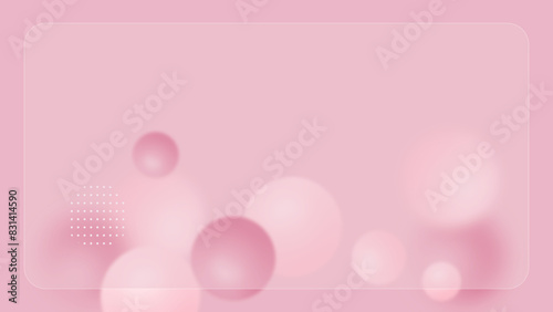 Peach pink background with bubbles in glass morphism style.