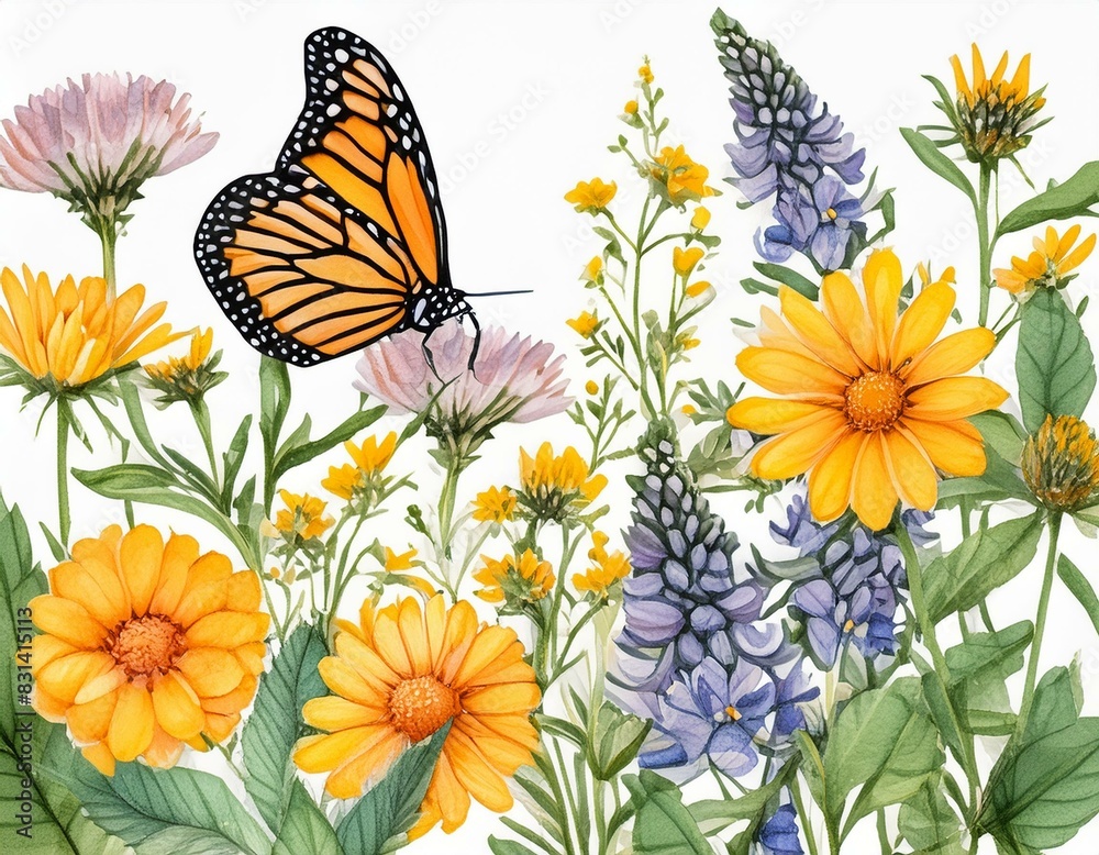 Flowers and butterfly Flowers and butterfly