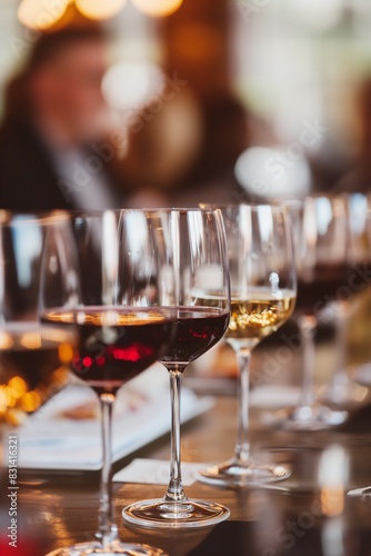 Wallpaper Mural Glasses of white and red wine stand on the table Torontodigital.ca