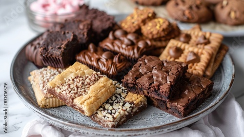 Assortment of healthy desserts like stevia brownies and erythritol cookies  arranged on a stylish plate
