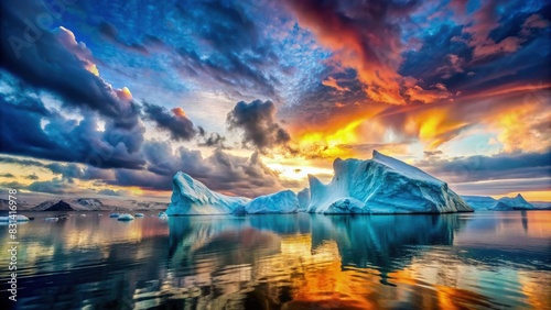 Massive Iceberg Floating on Water. Generative AI photo