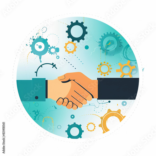generated Illustration handshake business cooperation, hand sketch drawing