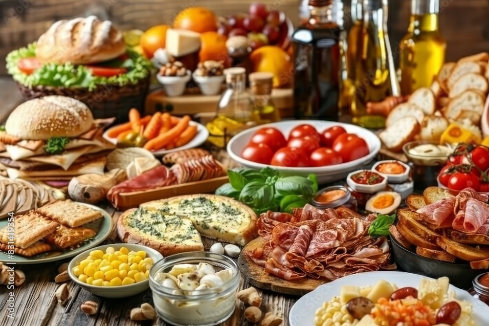 Lavish breakfast buffet with an array of gourmet dishes and fresh pastries, offering a sumptuous dining experience Lavish breakfast buffet with an array of gourmet dishes and fresh pastries, offering a sumptuous dining experience