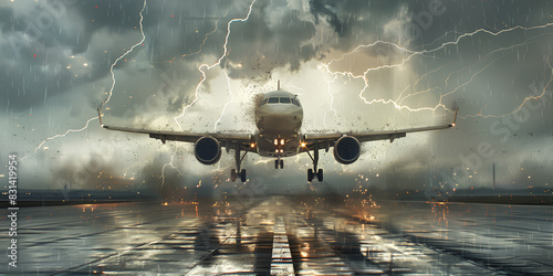 an airplane takes off from the end of the runway