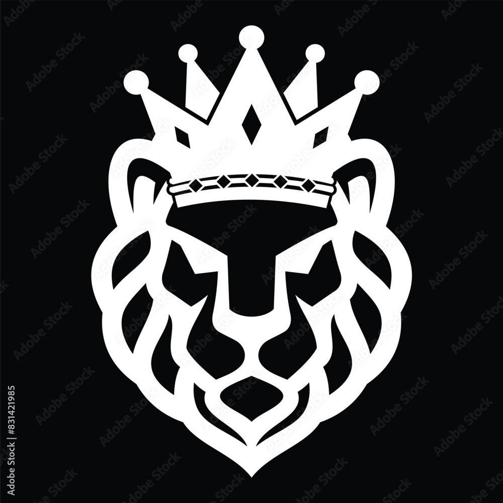 Fototapeta premium lion crown logo design icon vector
