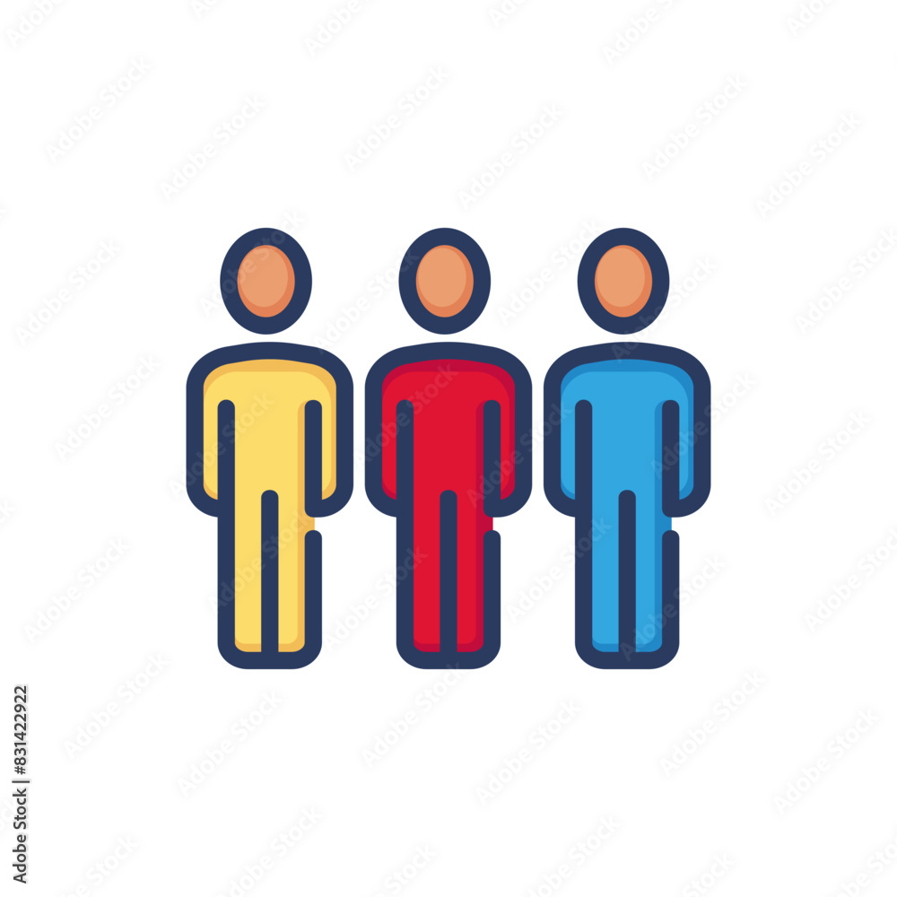 Group of people line icon. Row, professional team of three isolated outline sign. People, friends, community concept. Vector illustration for web design and apps Group of people line icon. Row, professional team of three isolated outline sign. People, friends, community concept. Vector illustration for web design and apps