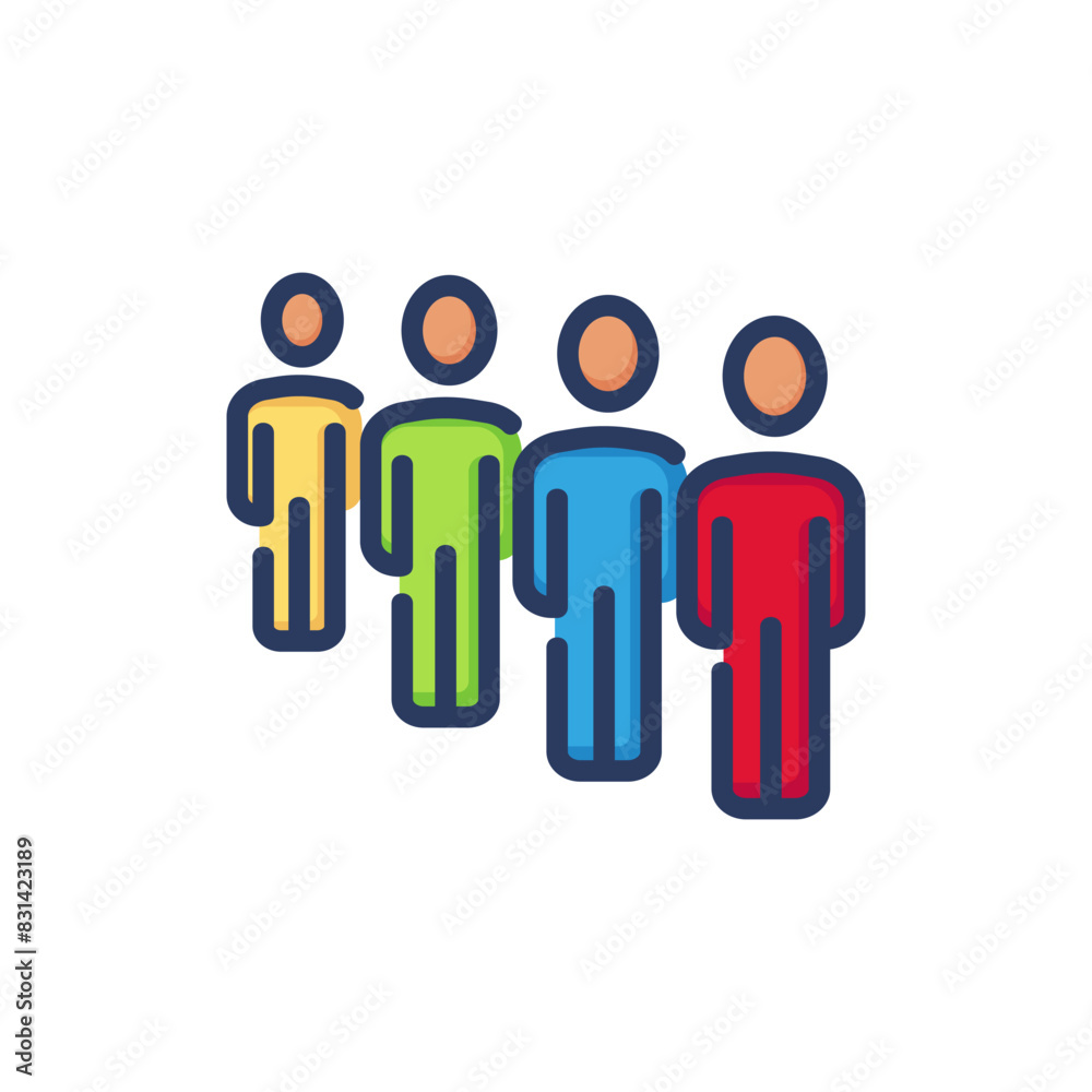 Line of people line icon. Row, queue, arrangement isolated outline sign. People, society, social distance concept. Vector illustration for web design and apps Line of people line icon. Row, queue, arrangement isolated outline sign. People, society, social distance concept. Vector illustration for web design and apps