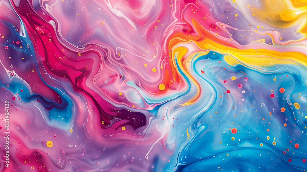 Abstract Swirls of Vibrant Colors in Fluid Art Style