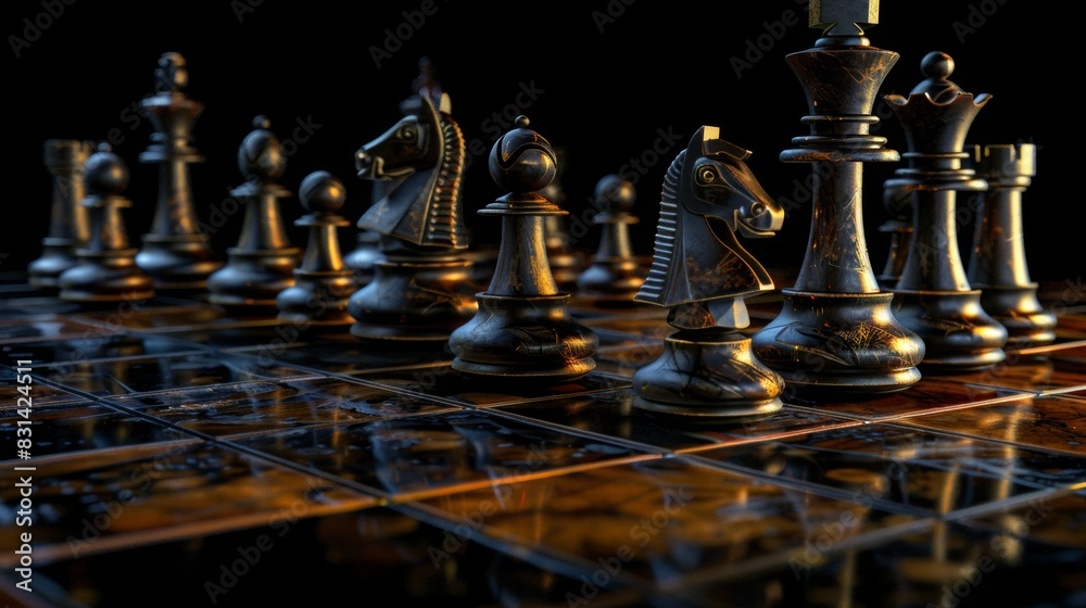 Chess pieces on a beautiful board. Chess pieces on a beautiful board.