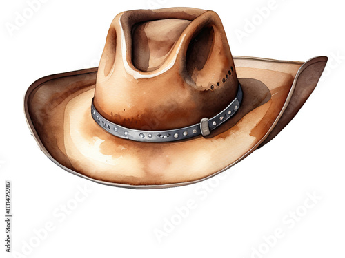 Watercolor illustration of a Cowboy hat isolated