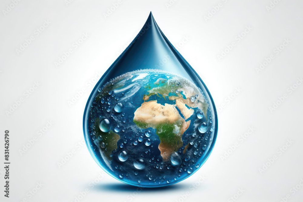 Obraz premium planet earth made of water drop Isolated on white background
