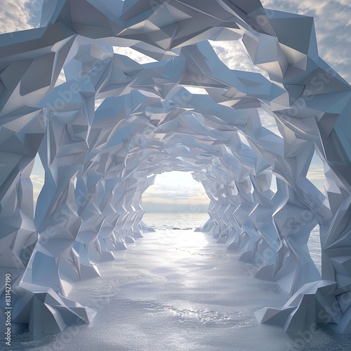 Frozen archway over serene path. © Sebastian Studio