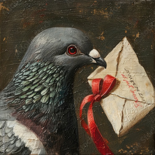 Vintage pigeon with letter. © Sebastian Studio