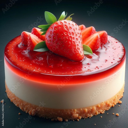Sumptuous Strawberry Cheesecake with Glossy Topping and Fresh Fruit Garnish - Indulge in the Ultimate Sweet Treat