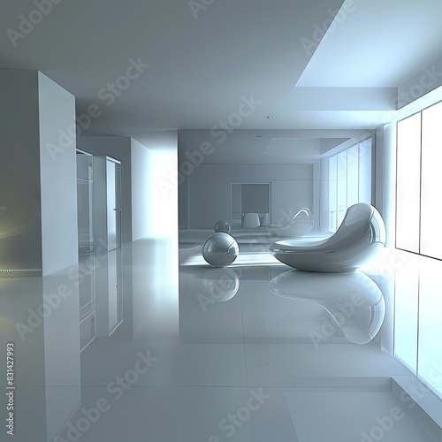Sleek Minimalist Living Space. © Sebastian Studio