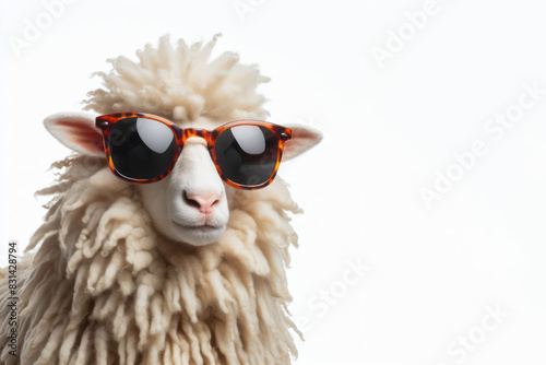 sheep wear sunglasses Isolated on white background © Ольга Лукьяненко