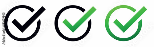 A set of icons with a check mark, a checklist frame - a flag symbol, a sign of approval for the site form