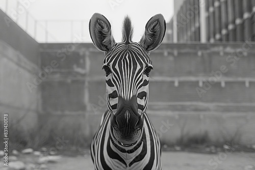 A zebra standing elegantly with its distinctive black and white stripes