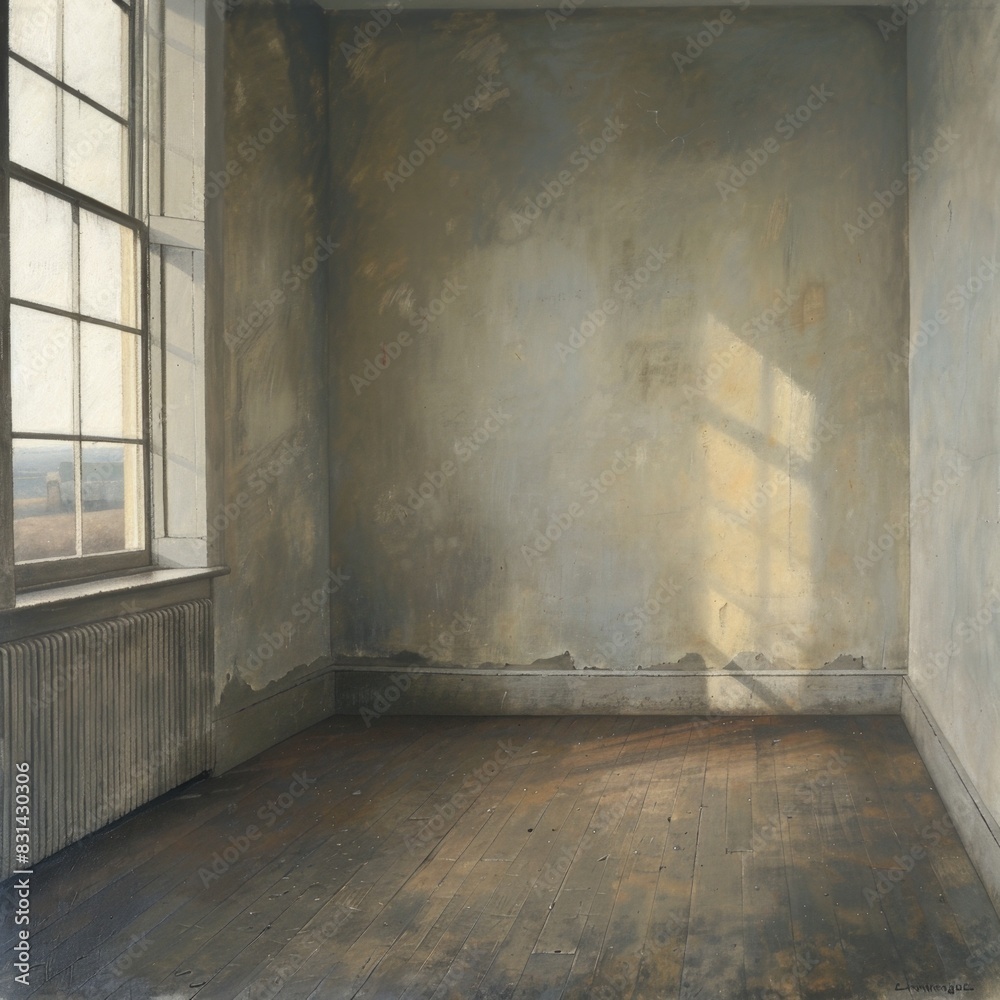 A room with a window and a wall. The wall is painted white and the room is empty A room with a window and a wall. The wall is painted white and the room is empty