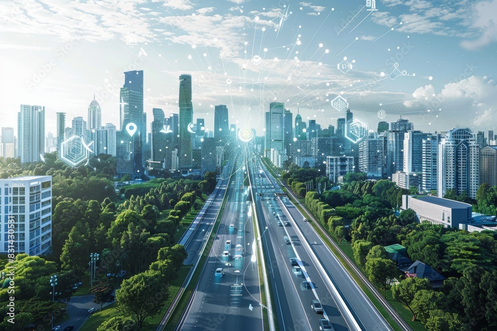 Futuristic Cityscape with Advanced Technology, Automated Systems, and Sustainable Infrastructure Futuristic Cityscape with Advanced Technology, Automated Systems, and Sustainable Infrastructure