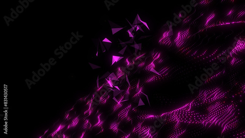 Data flow. Big data or blockchain digital space. Fly through hi-tech futuristic environment or neon tunnel  complex sci-fi structure. 3d seamless background in 4k. Information stream. 3D Illustration