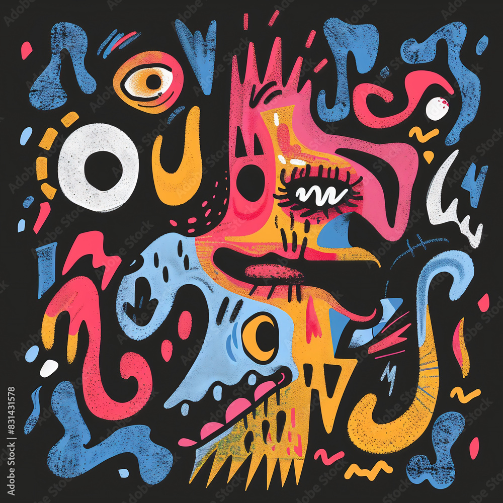 Colorful Abstract Graffiti Art with Dynamic Shapes Colorful Abstract Graffiti Art with Dynamic Shapes