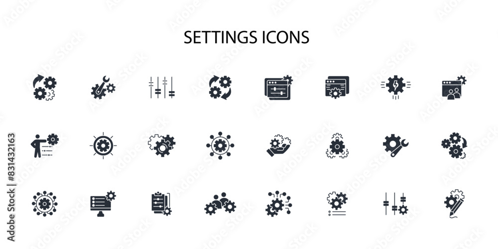 Settings icon set.vector.Editable stroke.linear style sign for use web design,logo.Symbol illustration. Settings icon set.vector.Editable stroke.linear style sign for use web design,logo.Symbol illustration.