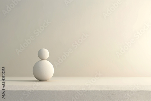 minimalist white sculpture placed against a beige background, creating a serene and elegant visual effect © youriy