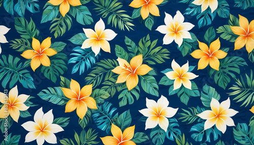 Background with Hawaiian style flowers