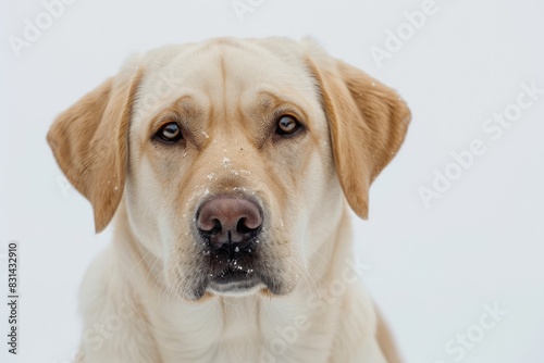 Yellow Lab White Background. Large Dog with Copy Space on White Background © Popelniushka