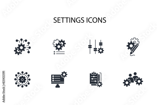 Settings icon set.vector.Editable stroke.linear style sign for use web design,logo.Symbol illustration.