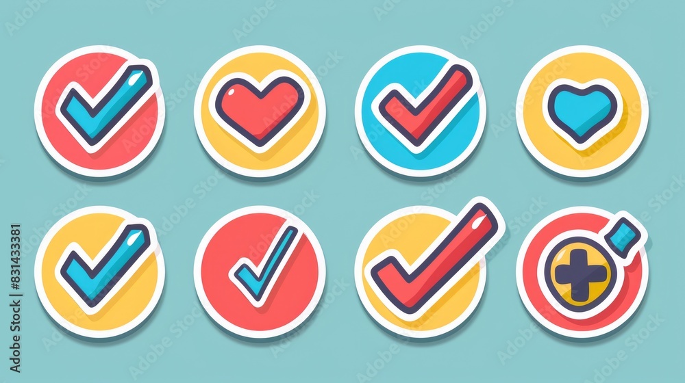 Checkmark Stickers: Yes or No Test Forms with Cross and Tick marks Checkmark Stickers: Yes or No Test Forms with Cross and Tick marks