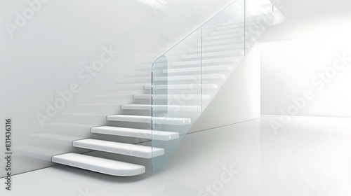 A minimalist staircase with a sleek  all-glass design for a floating effect