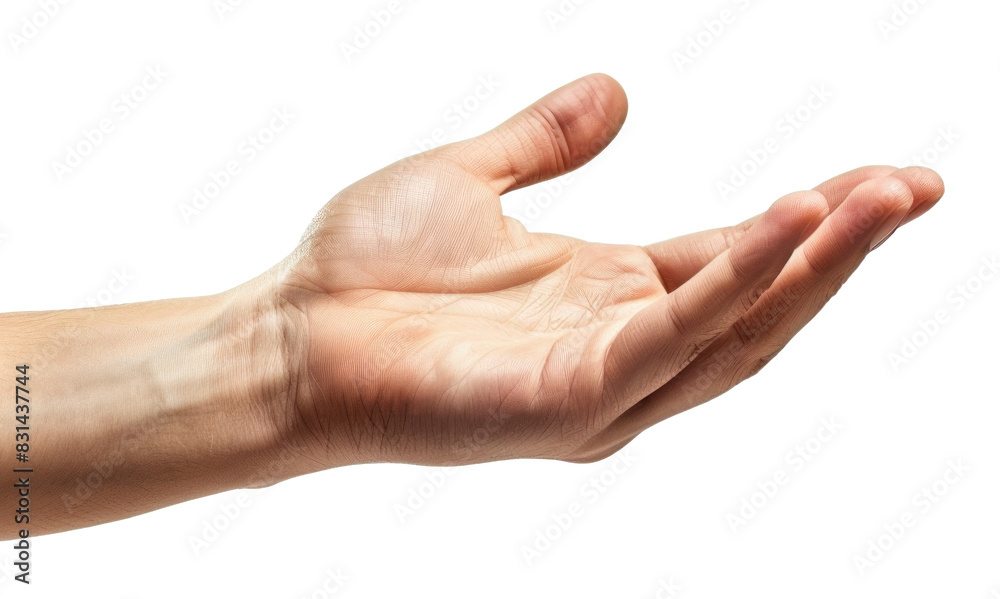Outstretched Human Hand Gesture on Transparent Background