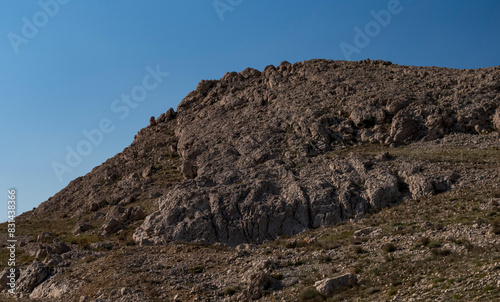 Hilly landscape of the croatian island of Pag on the Mediterranean Sea