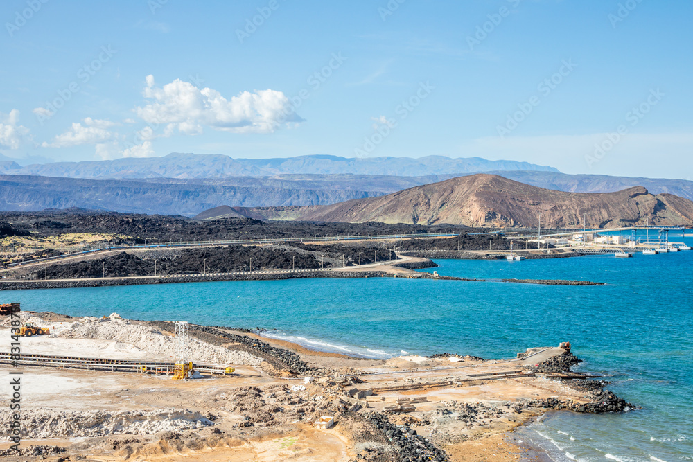 Port de Goubet, salt mines port terminal , Tajourah region, Djibouti, Horn of Africa Port de Goubet, salt mines port terminal , Tajourah region, Djibouti, Horn of Africa
