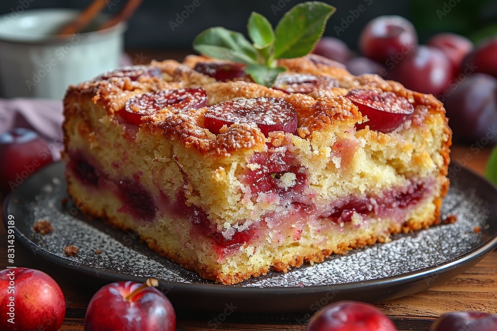 Pflaumenkuchen - Plum cake with a streusel topping. Pflaumenkuchen - Plum cake with a streusel topping.
