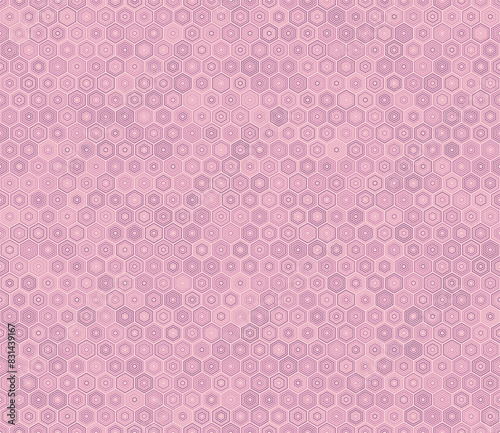 Hexagon background design. Hexagon stacked mosaic cells. Pink color tones. Hexagon shapes. Tileable pattern. Seamless vector illustration.