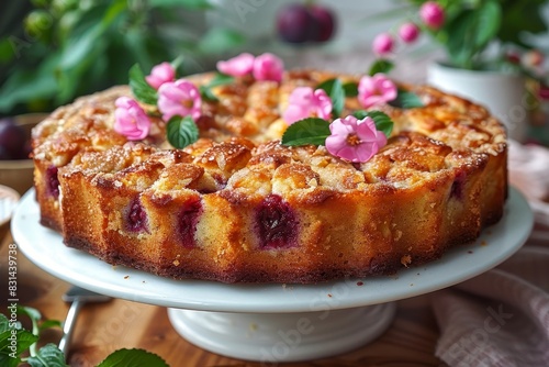 Pflaumenkuchen - Plum cake with a streusel topping. 