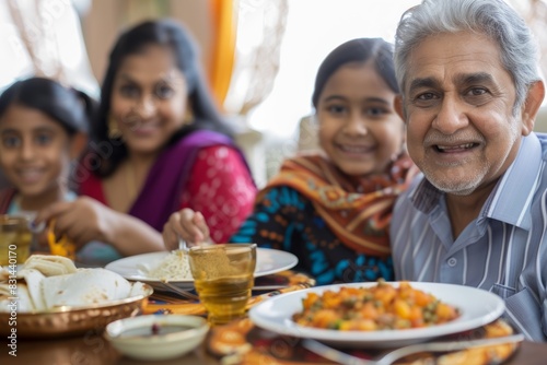 Multi-generational Family Enjoying a Meal Together  Emphasizing Diverse Cultures and Family Bond - Perfect for Population Discussions and Social Campaigns