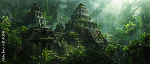 Deep within the heart of a dense jungle, a team of explorers uncovers the ruins of an ancient civilization, their discovery hinting at untold mysteries waiting to be unraveled. photo