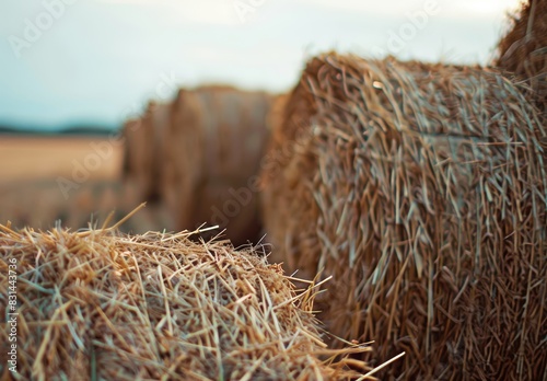 Close-up view of dry hay. photo