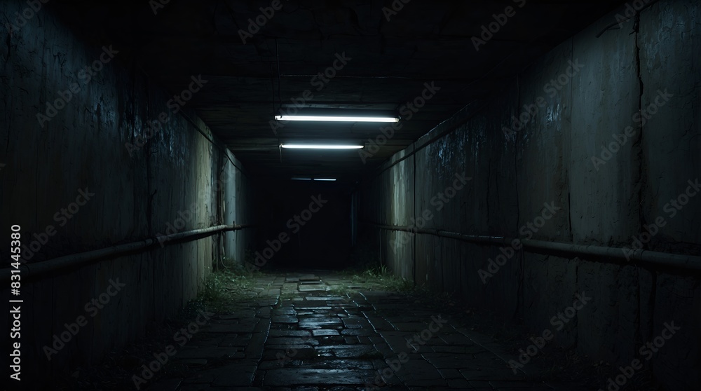 A hauntingly ominous corridor, every inch exuding a sense of dread and mystery: shadows dancing in the dim light A hauntingly ominous corridor, every inch exuding a sense of dread and mystery: shadows dancing in the dim light