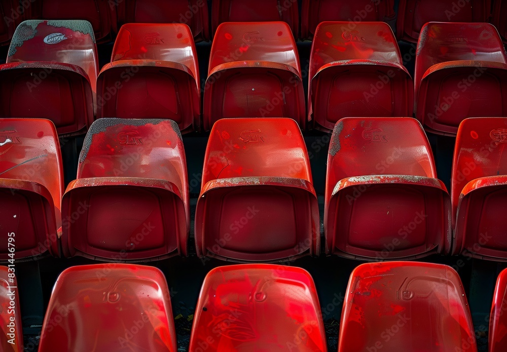 Fototapeta premium Stadium seats will be empty. Matches will proceed without fans present.