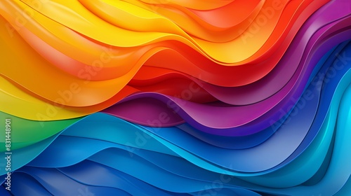 Rainbow Waves - Top View of Vibrant LGBTQ Pride Flag with Abstract Digital Illustration and Dynamic Texture