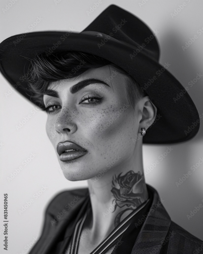 Black and white portrait of elegant woman Black and white portrait of elegant woman